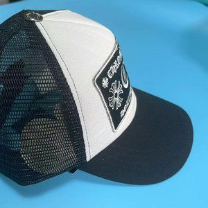 Chrome hearts black with white embroidered logo baseball cap